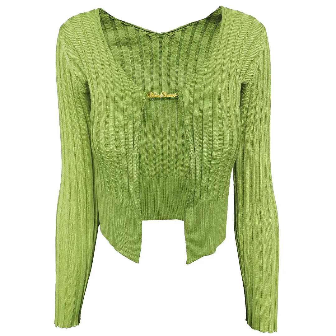 Uveng 2025 Explosion Sweater Woman Sexy Deep V Gold Standard Long-Sleeved Knitted R-Shirt