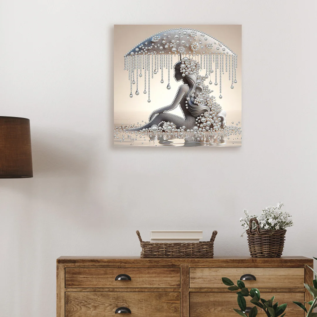 Umbrella Woman - DIY Pearl Diamond Art Kit With Frame 30*30cm