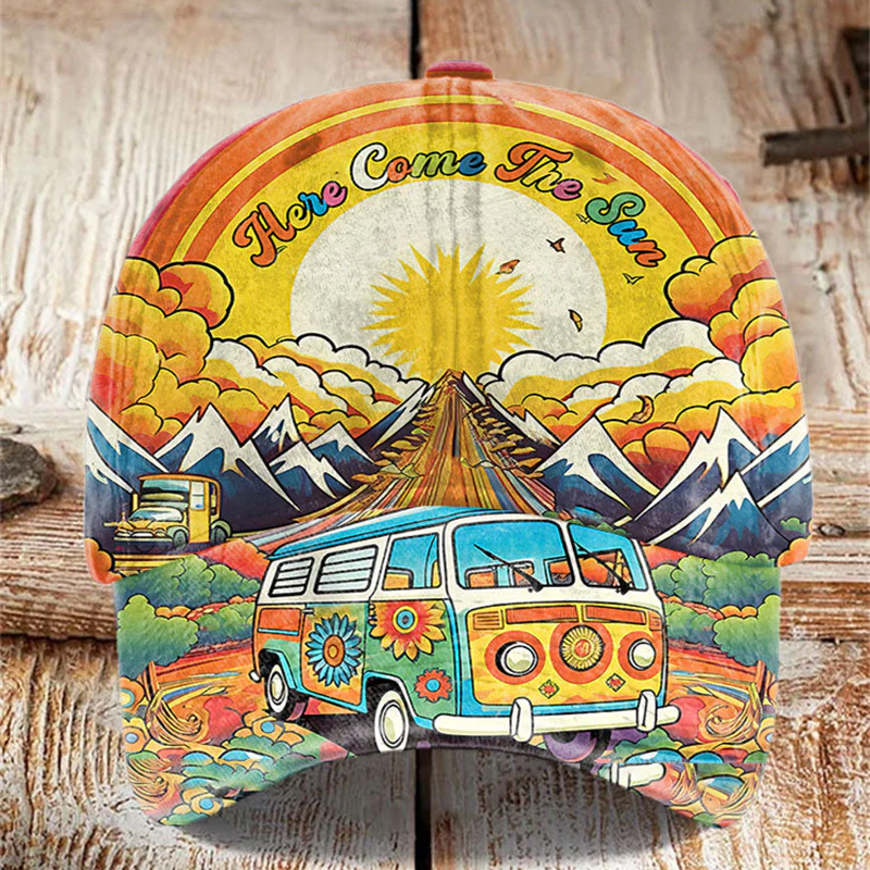 Comstylish Unisex Hippie Bus Hippie Vibe Print Hat