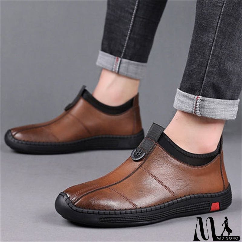 MidiSono - Men's Autumn Comfy Breathable Slip-on Business Genuine Leather Shoes