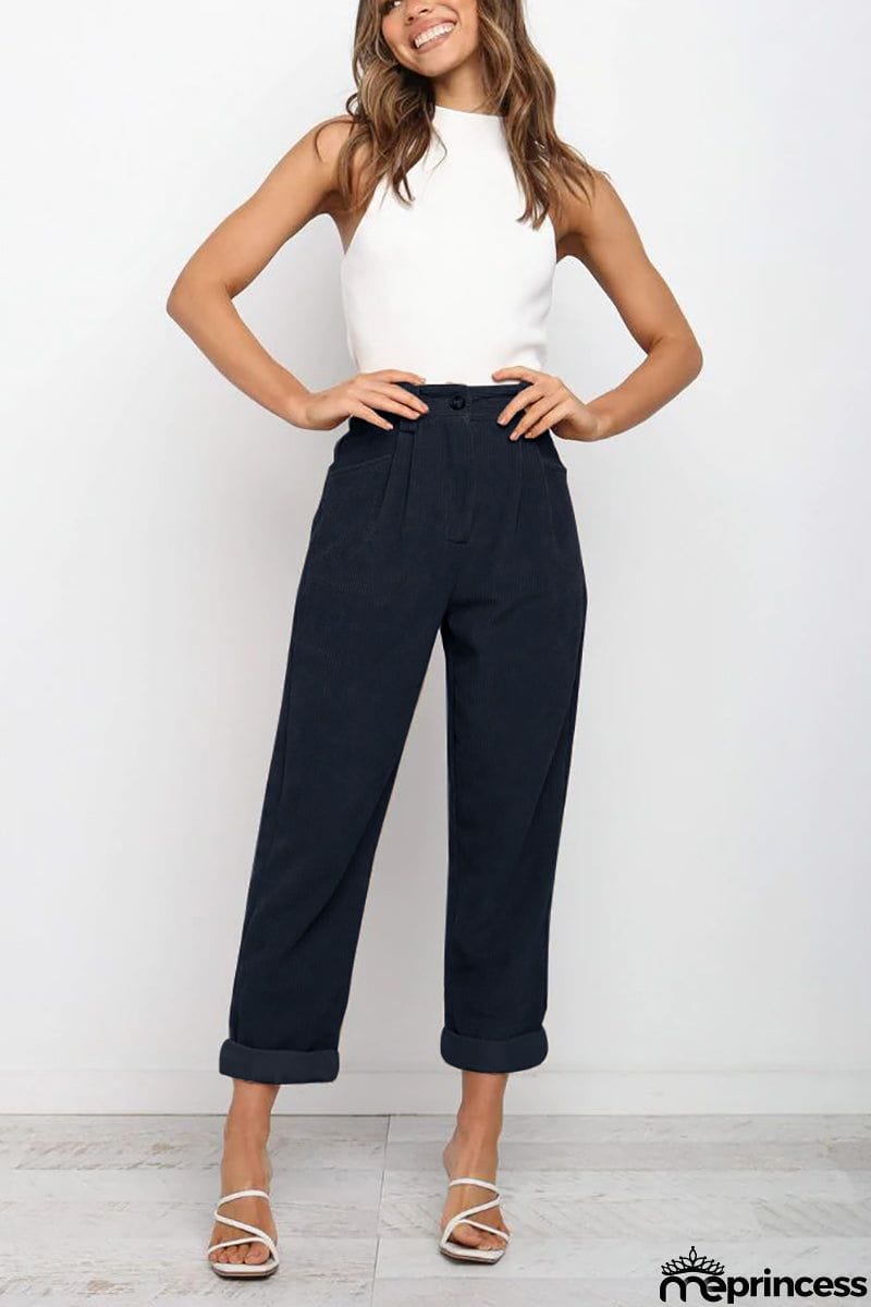 High Waisted Baggy Corduroy Pant