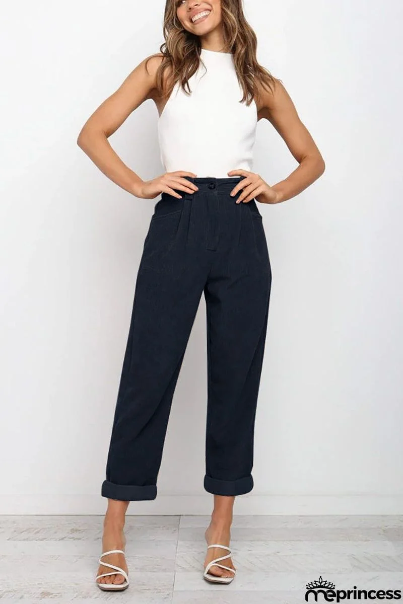 High Waisted Baggy Corduroy Pant