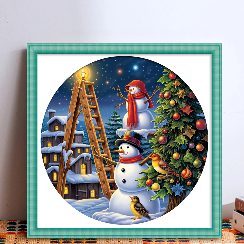 DIY Stamped Cross Stitch 11CT Full Embroidery 40*40cm - Christmas Snowman