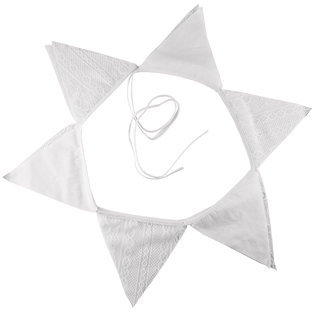 

12 Flags White Flower Lace Flag Banner Pennant Wedding/Birthday Party Decor, 501 Original