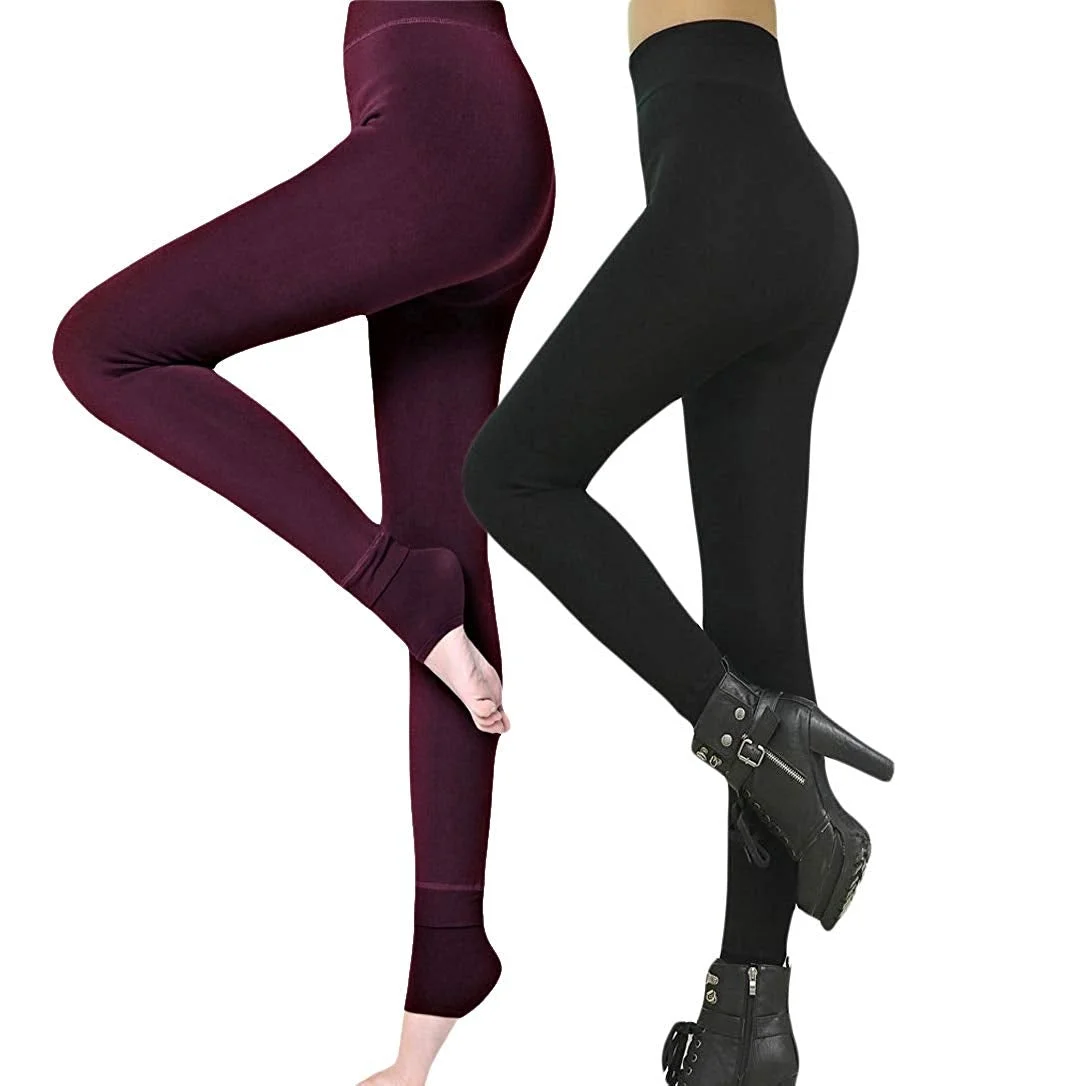 Winter Warm Women Velvet Elastic Leggings Pants Fleece Lined Thick Tights