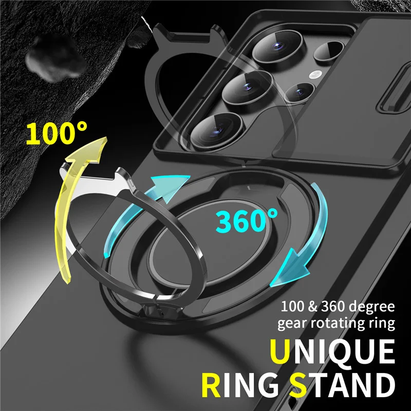  Applicable To Samsung S25 Ultra Leading Window Mobile Phone Case Rotating Stand Protective Cover