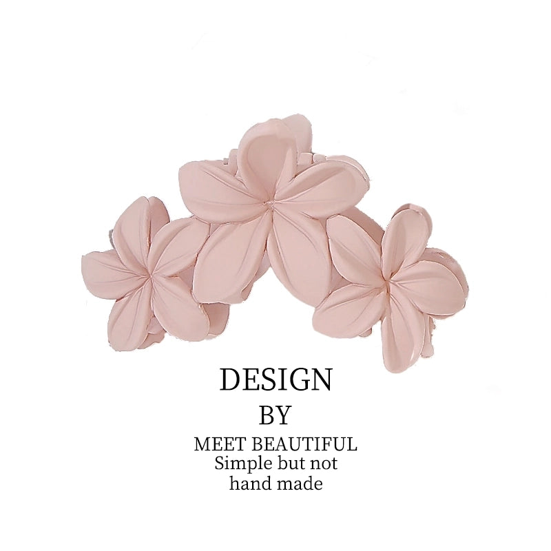 Design Frosted Artificial Flowers Hair Styling Clip Three Flowers Hair Claw Back Head Hair Volume Multi-Plate Hair Clip
