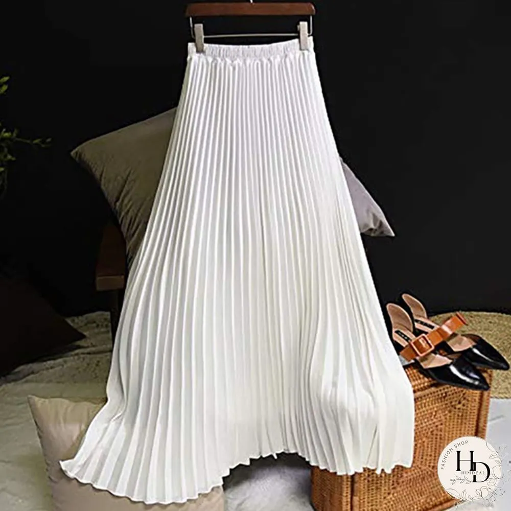 Summer New Fashion Women's Skirt One Size Multicolor Solid Pleated Skirt