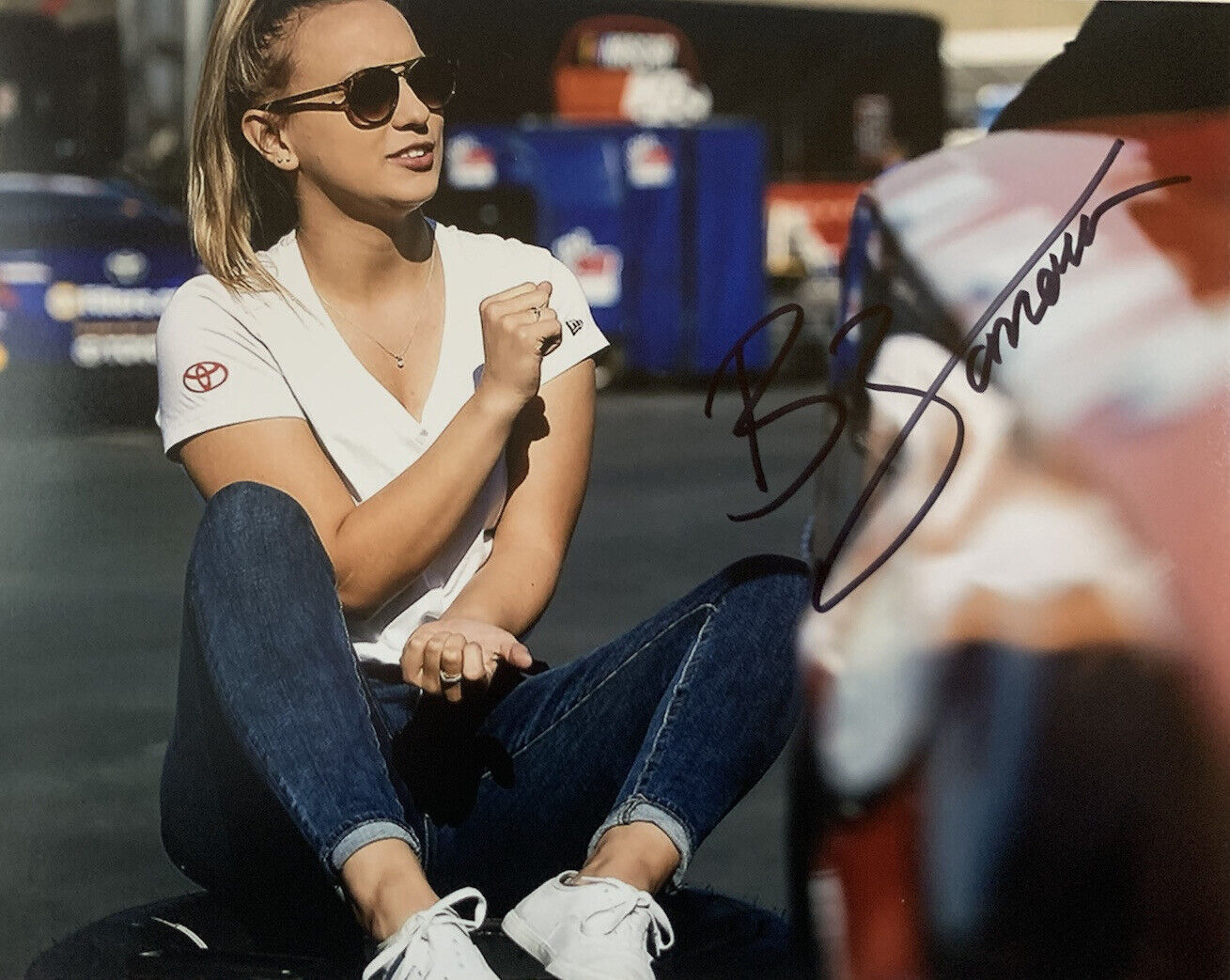 BRITTNEY ZAMORA HAND SIGNED 8x10 Photo Poster painting NASCAR DRIVER AUTOGRAPH AUTHENTIC COA