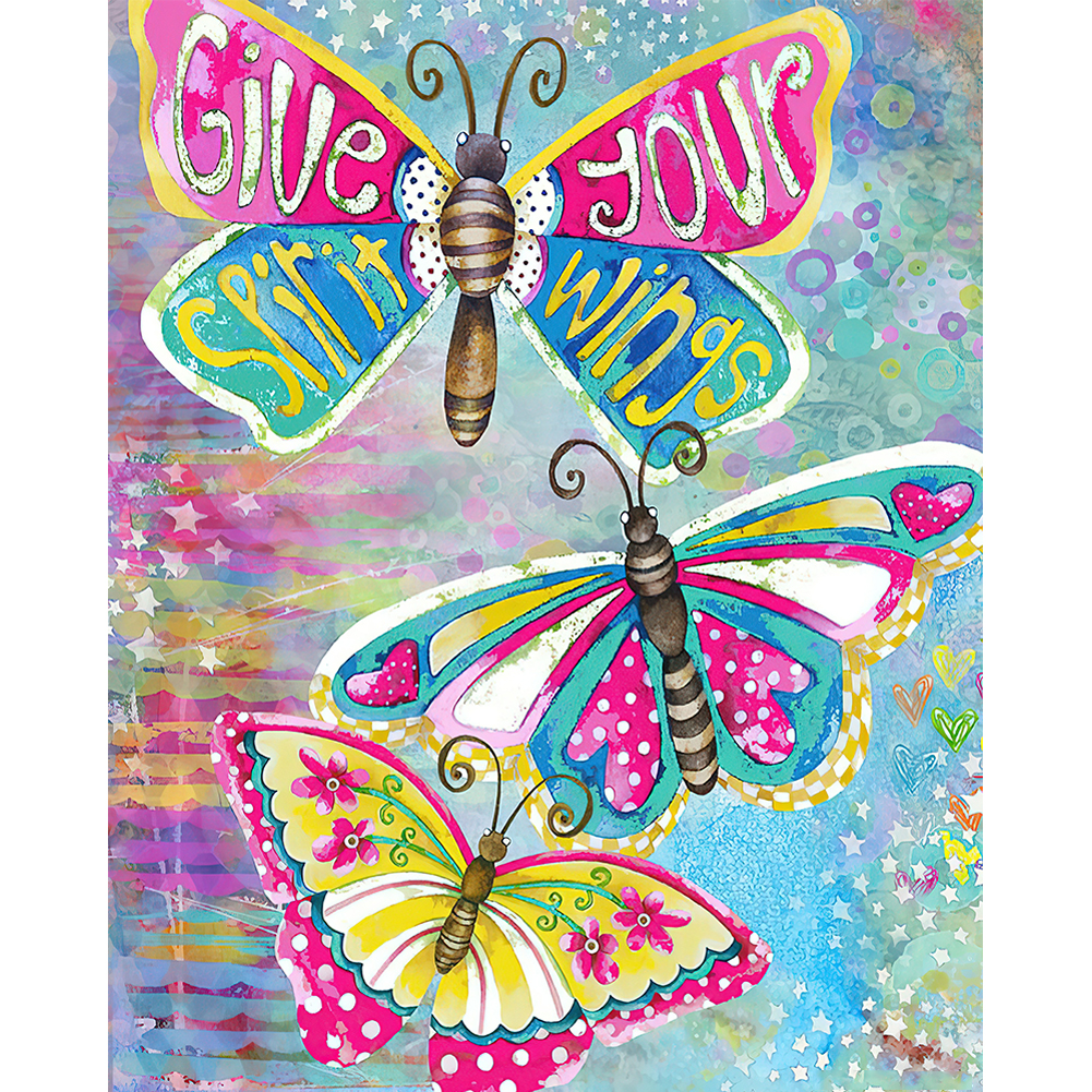 

Butterfly English Text - Round Drill Diamond Painting - 30*40CM, 501 Original