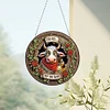 (US Only)2D Flat DIY Cow Flowers Diamond Art Pendant Window Hanging Art for Home Decor