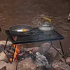 Camp Fire Cooking Rack Folding Heavy Duty for Outdoor BBQ Camping (Black)