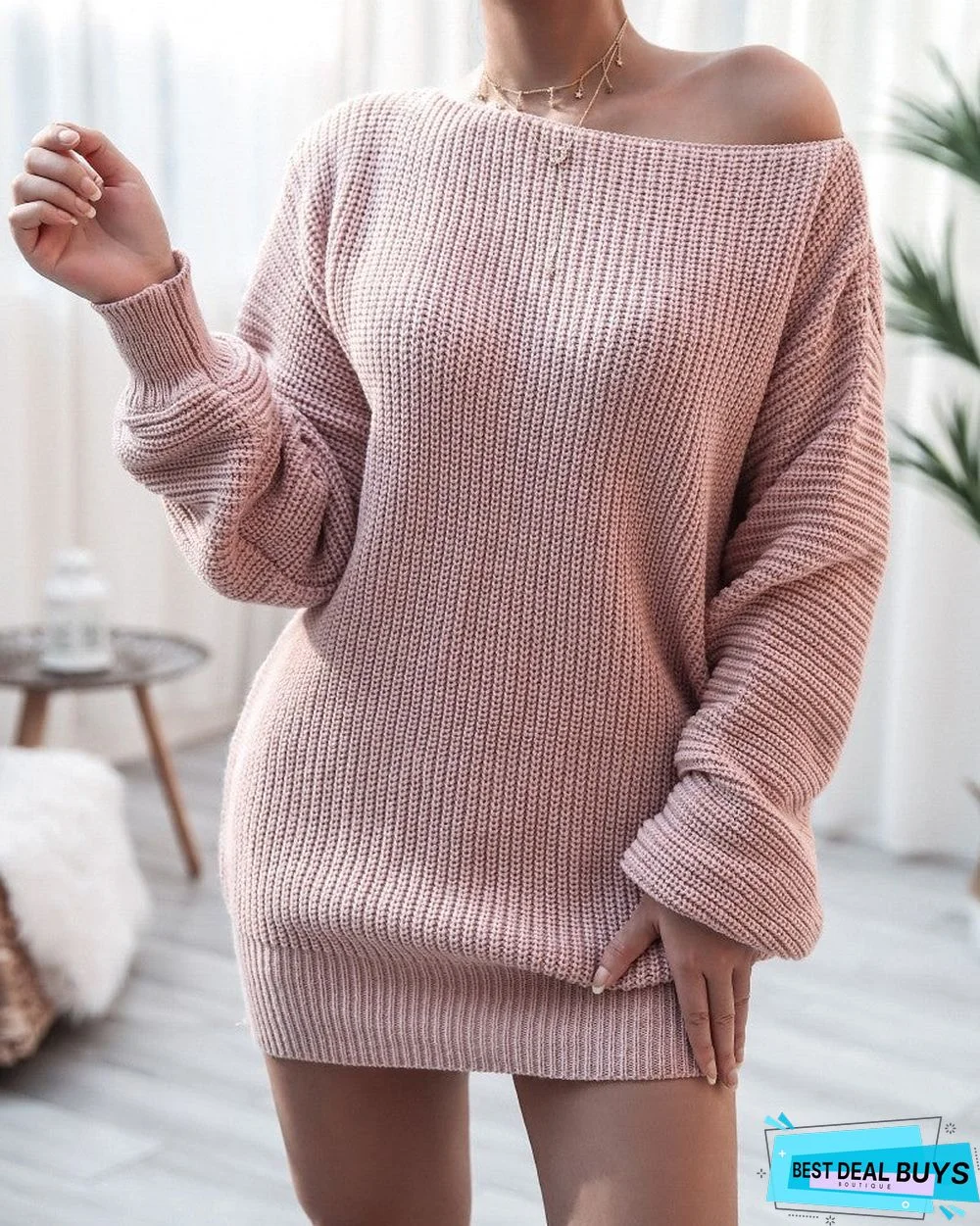 Long Sleeve Knit Casual Sweater Dress