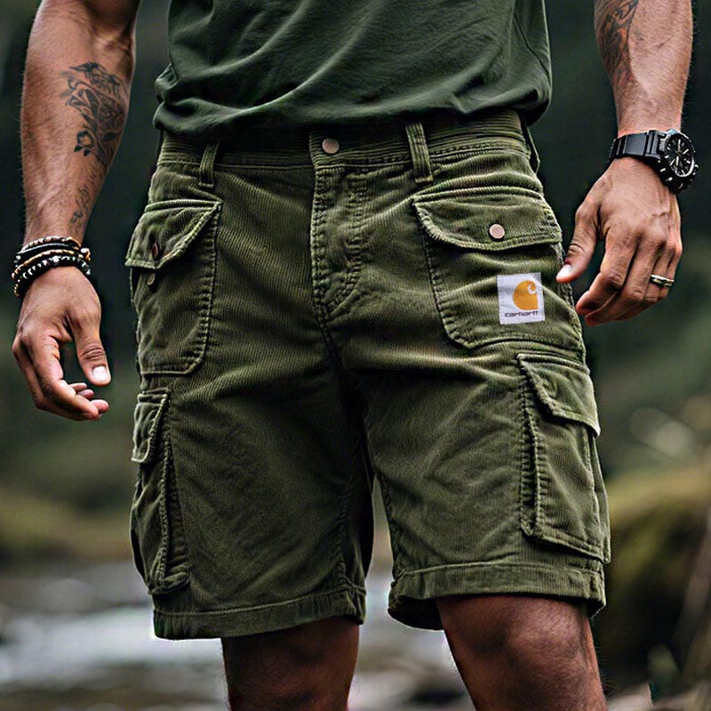 Men's Vintage Corduroy Surfing Multi-Pocket Walkshort Cargo Shorts Outdoor Boardshorts / TECHWEAR CLUB / Techwear