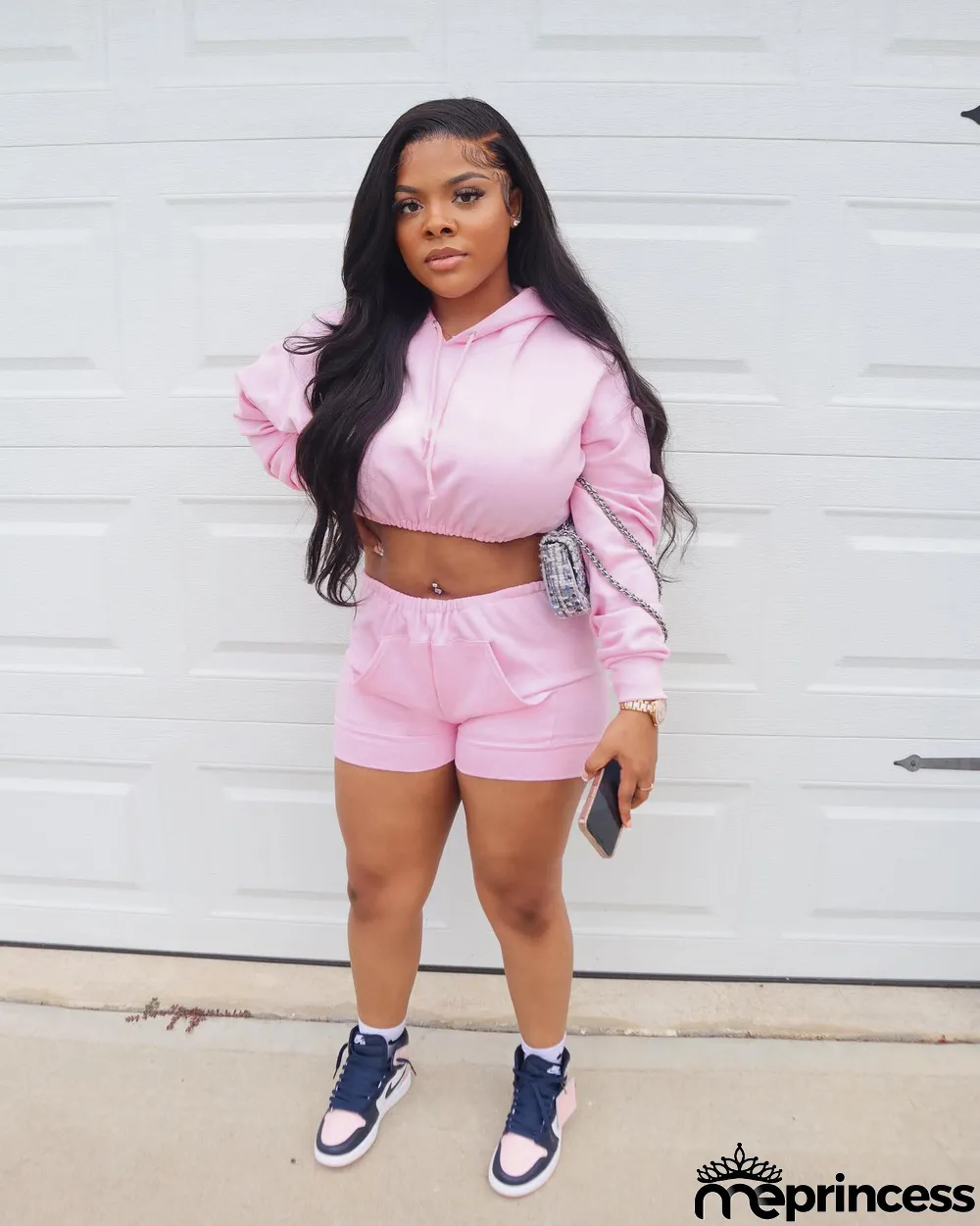 Solid Hooded Crop Top And Shorts 2 Piece Sets