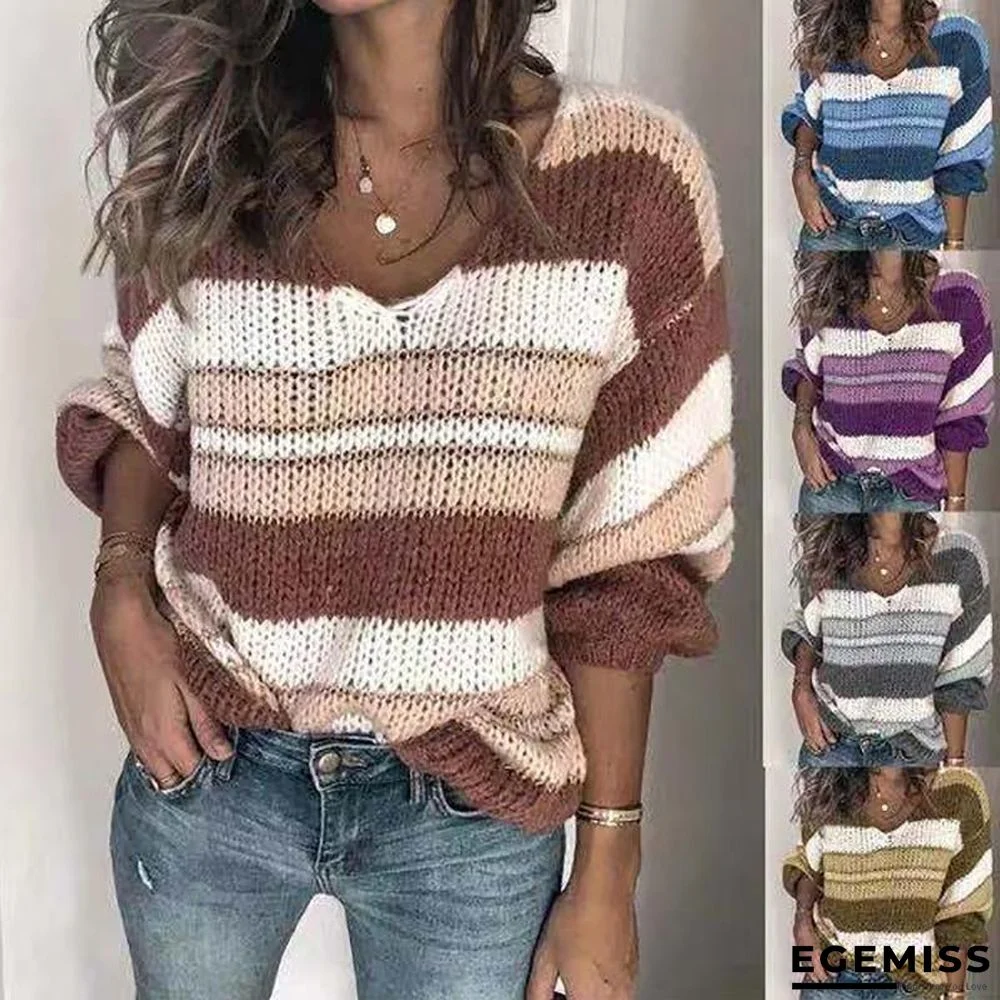 Color-Block Long Sleeve Sweater | EGEMISS