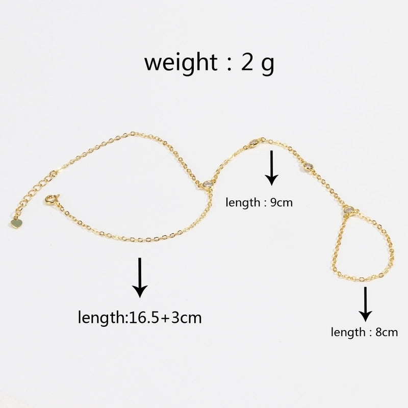 Cute Sweet Minimalist Splicing Copper Zircon 18K Gold Plated White Gold Plated Bracelets