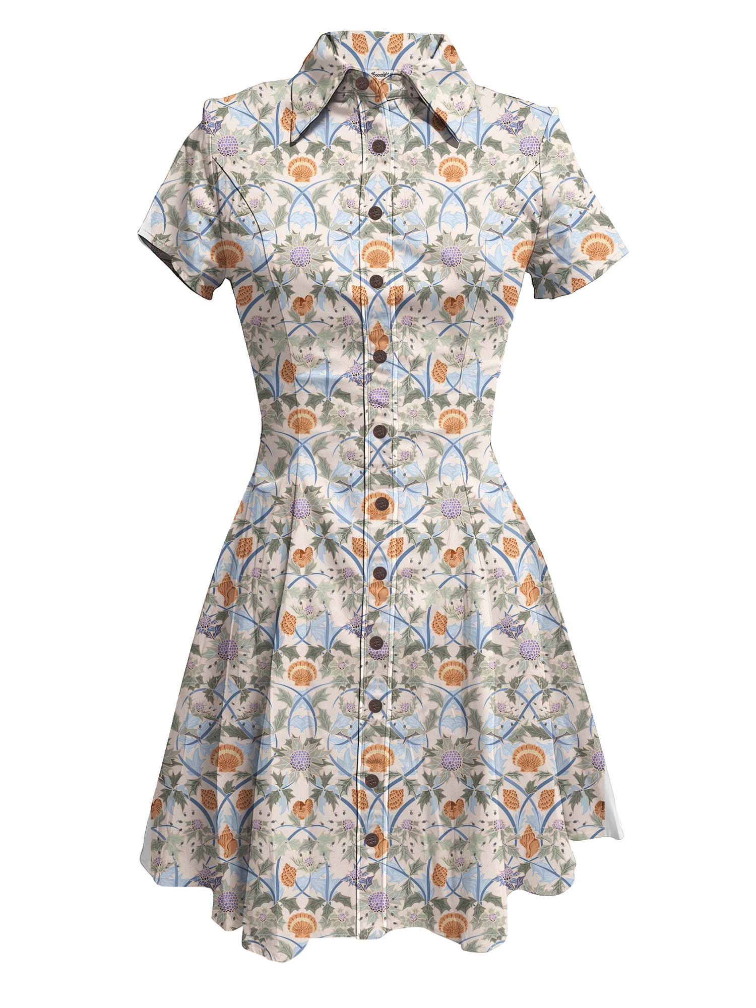 【Annick X Boozelele】Beach Thistle And Shells - 100% Cotton Dress