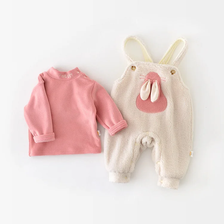RABBIT Baby Bunny Pink Fleece 2 Pieces Set
