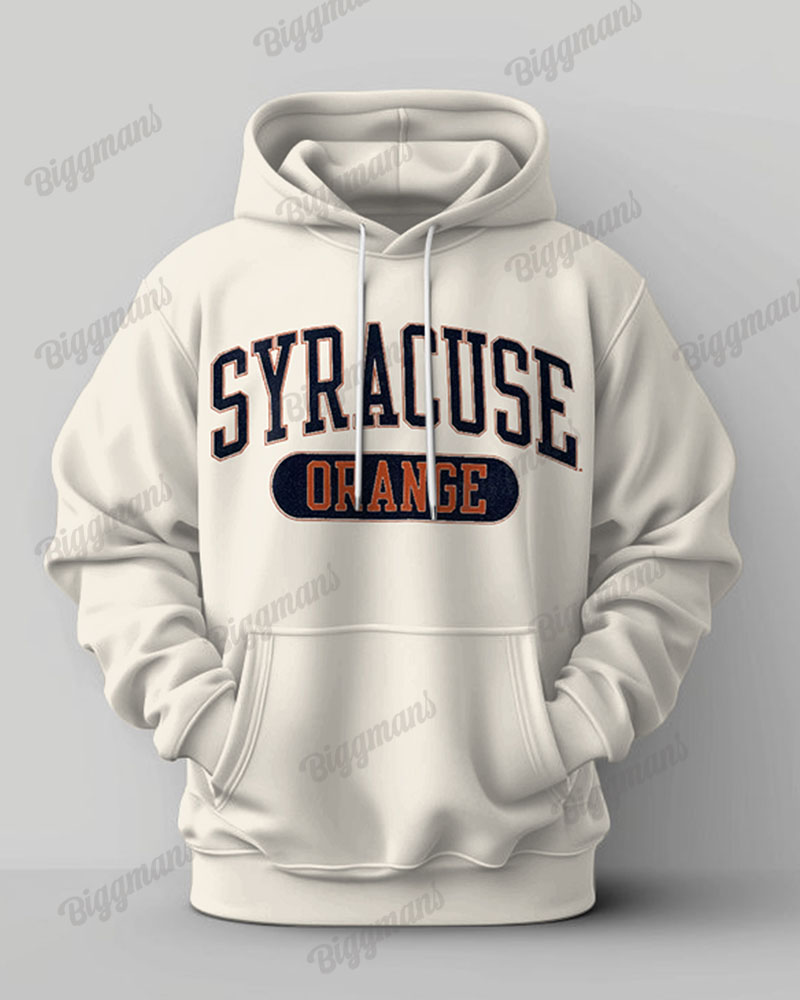 Men's Plus Size Syracuse University Letter Print Hoodie Suit