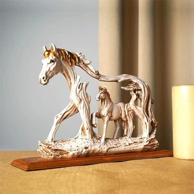 🐴Galloping Horse Statue With Pony Figurine - tree - Codlins