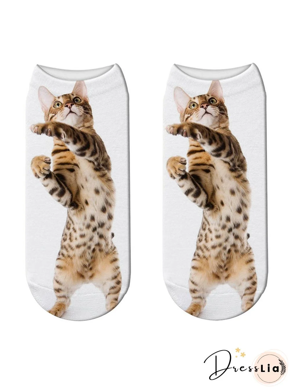 Cotton Knit Cat Pattern Socks