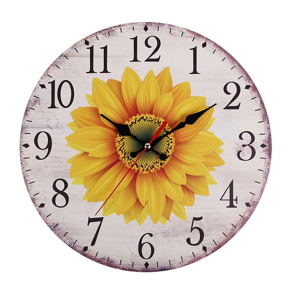 

European Retro Wall Clock Vintage Sunflower Hanging Room Home Bar Decor, 501 Original