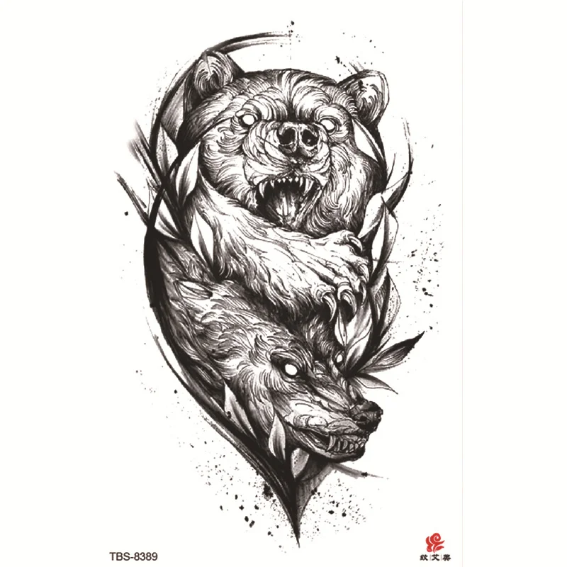 Sdrawing Temporary Tattoo Sticker Forest Lion Tiger Flash Tattoos Women Skeleton Skull Bodi Art Arm Fake Tatoo Men Body Woman