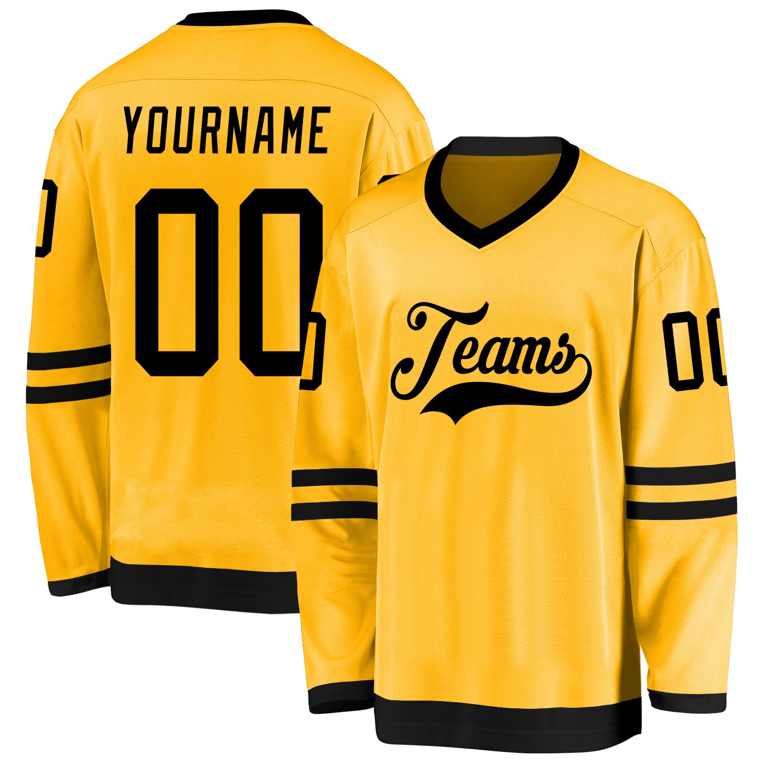 Custom Gold Black Hockey Jersey | captainssportss.com