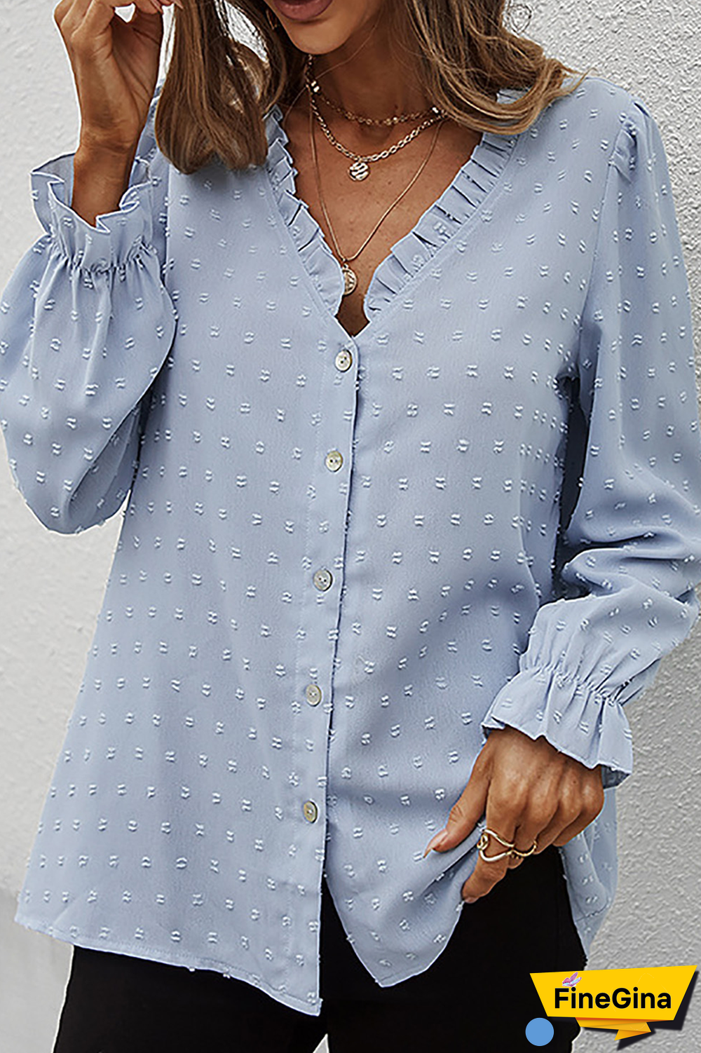 Casual Solid Patchwork V Neck Tops(4 colors)