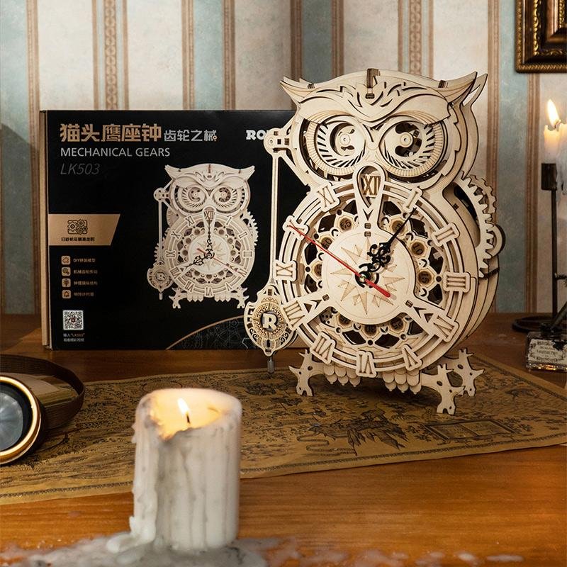 New Arrival Owl Clock LK503 Wooden Mechanical Timer、shopify、sdecorshop