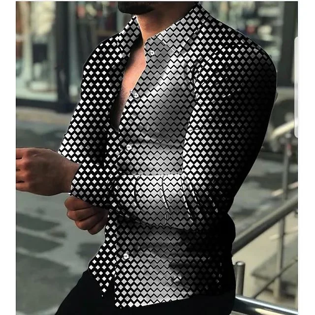 Polka dot print lapel long sleeve shirt