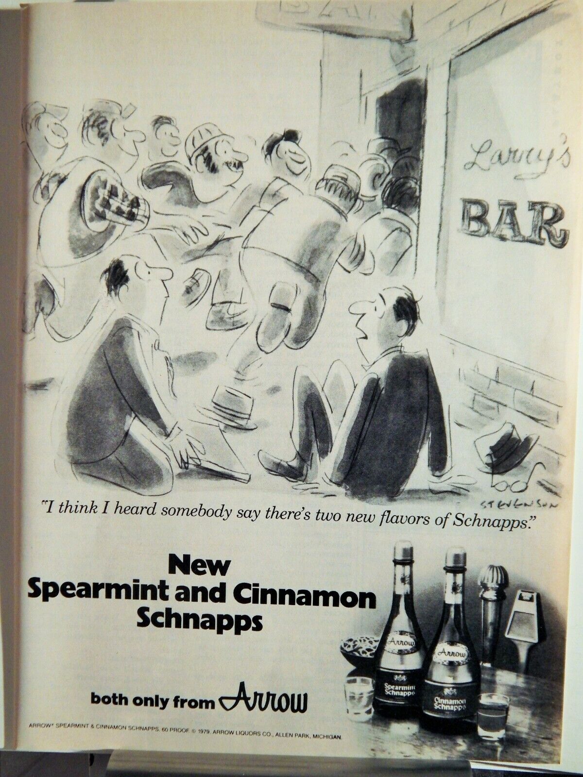 ARROW SPEARMINT AND CINNAMON SCHNAPPS ORIGINAL VTG 1979 Photo Poster painting AD,