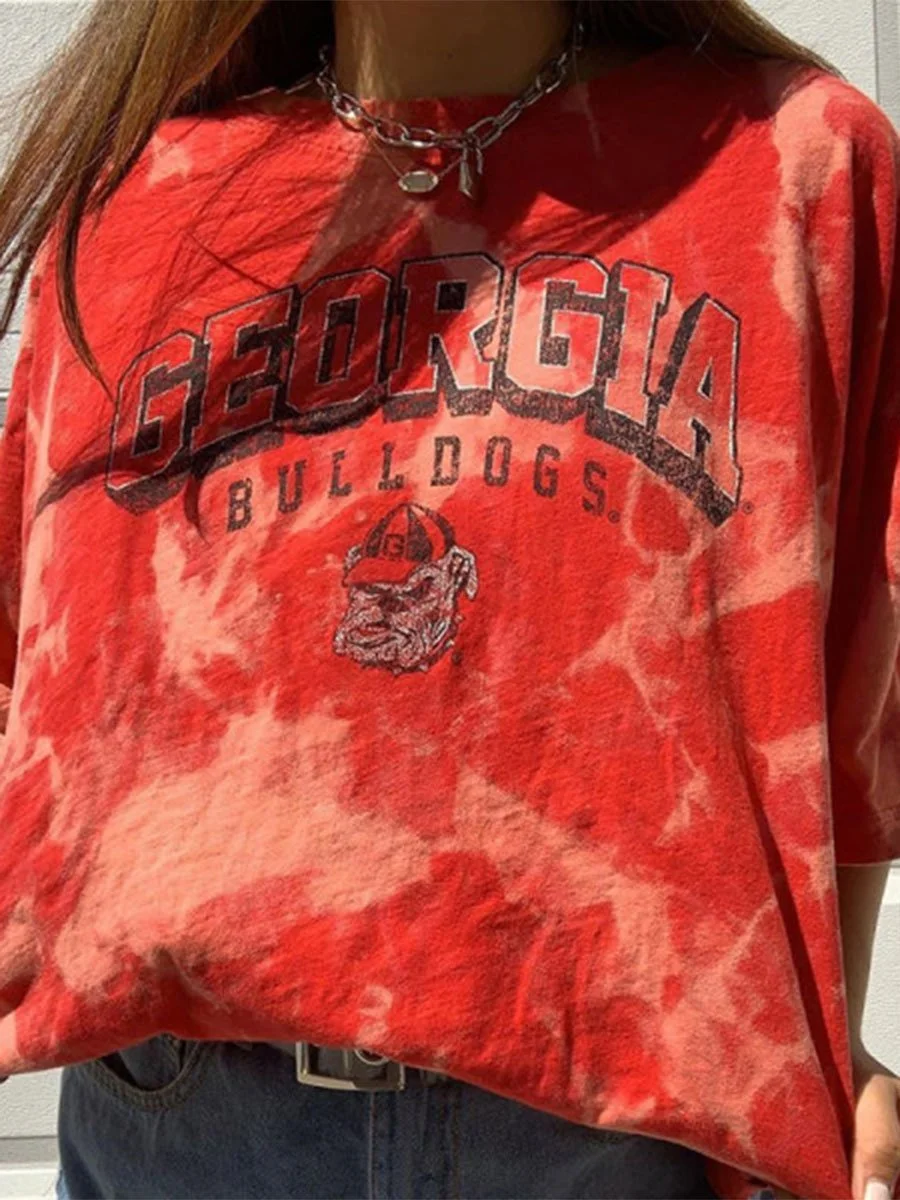 Daisy/Sun Printed Tie Dye T-shirt