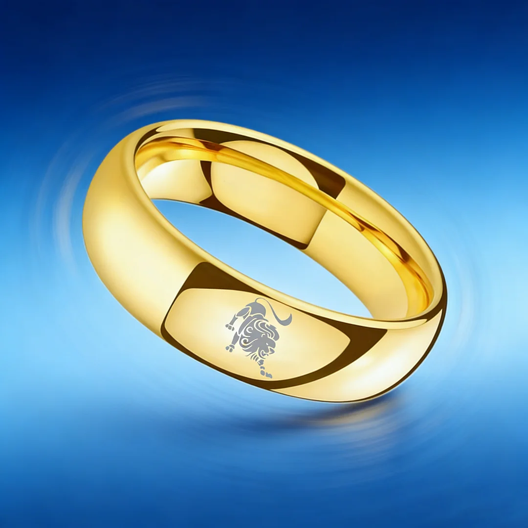 Womens Or Mens Leo Tungsten Carbide Wedding Rings Gold Domed Top Couples Bands 4MM 6MM 8MM