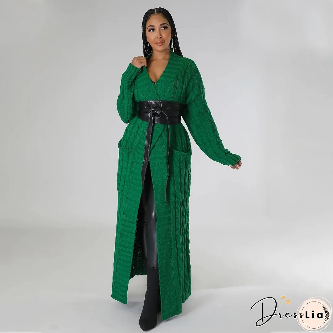 Women's Fashion Casual Long-sleeved Long Solid Color Sweaters