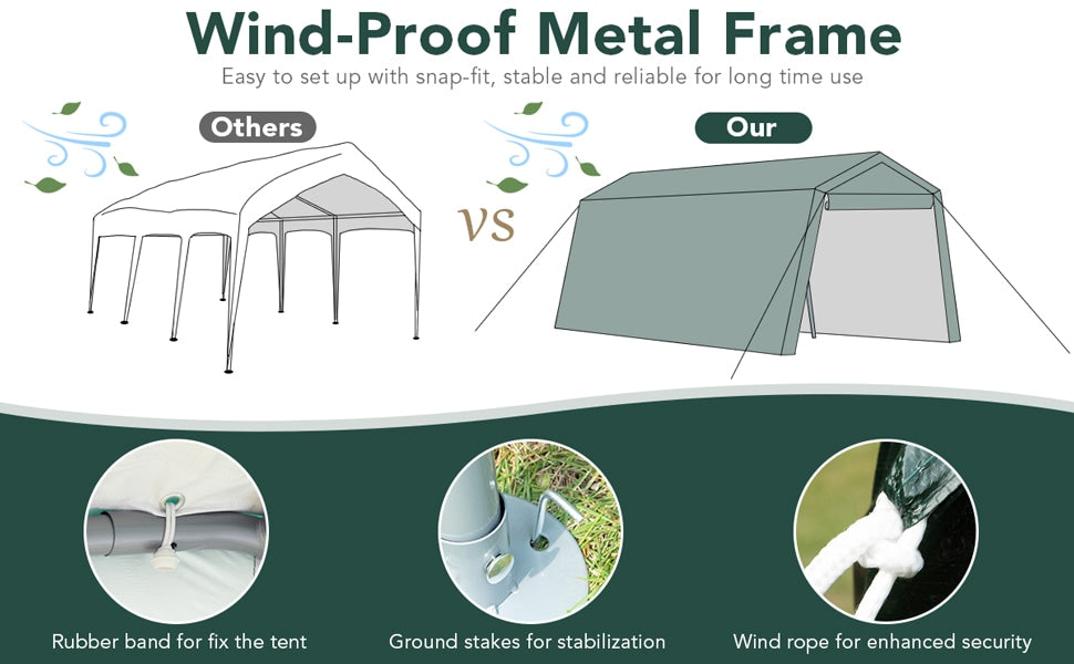 8' x 14' Outdoor Carport Patio Storage Shelter Shed Garage Tent