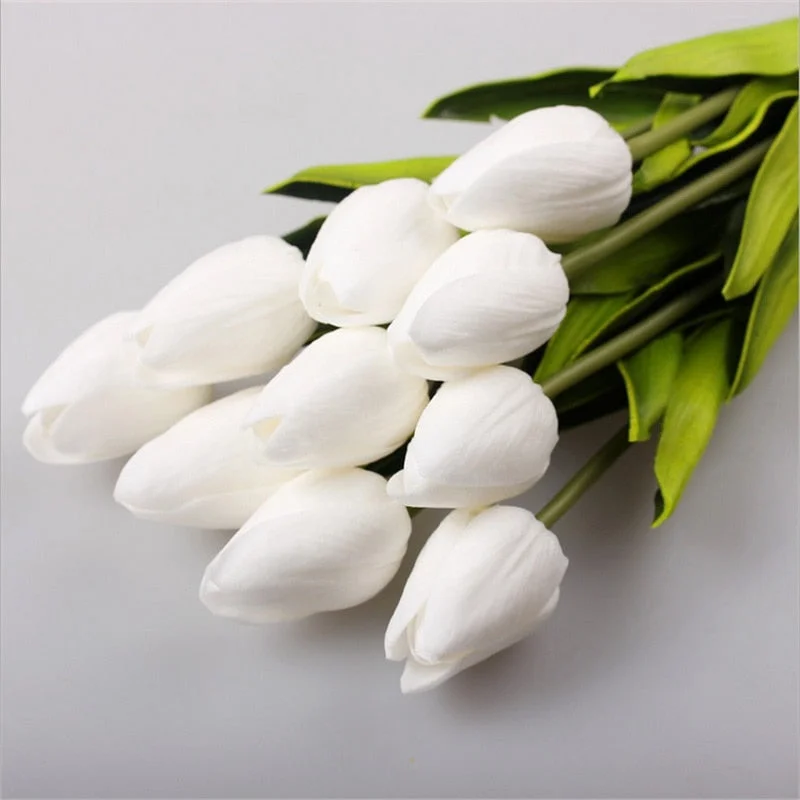 10pcs Beauty Real Touch Flowers Latex Tulips Flower Artificial Bouquet For Home Party Wedding Bridal Bouquet Fake Flower