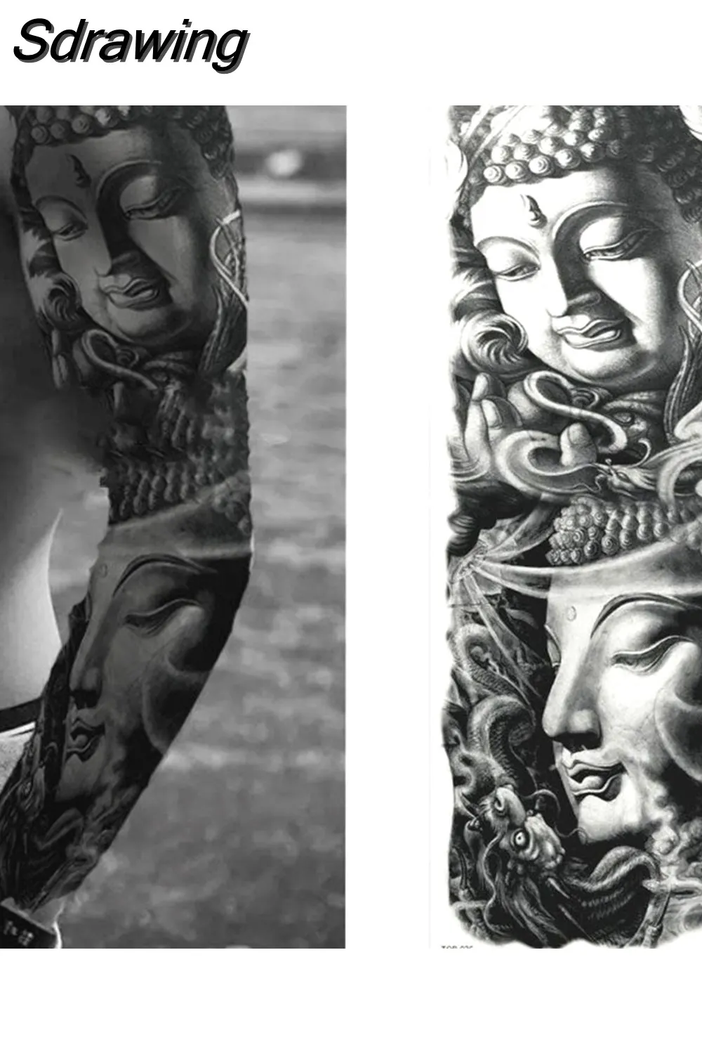 Sdrawing Sheets Full Arm Leg Extra Large Temporary Tattoos, Body Art For Men And Women - Wolf,Tiger,Bear,Warrior,Tribal Symbol 430-0