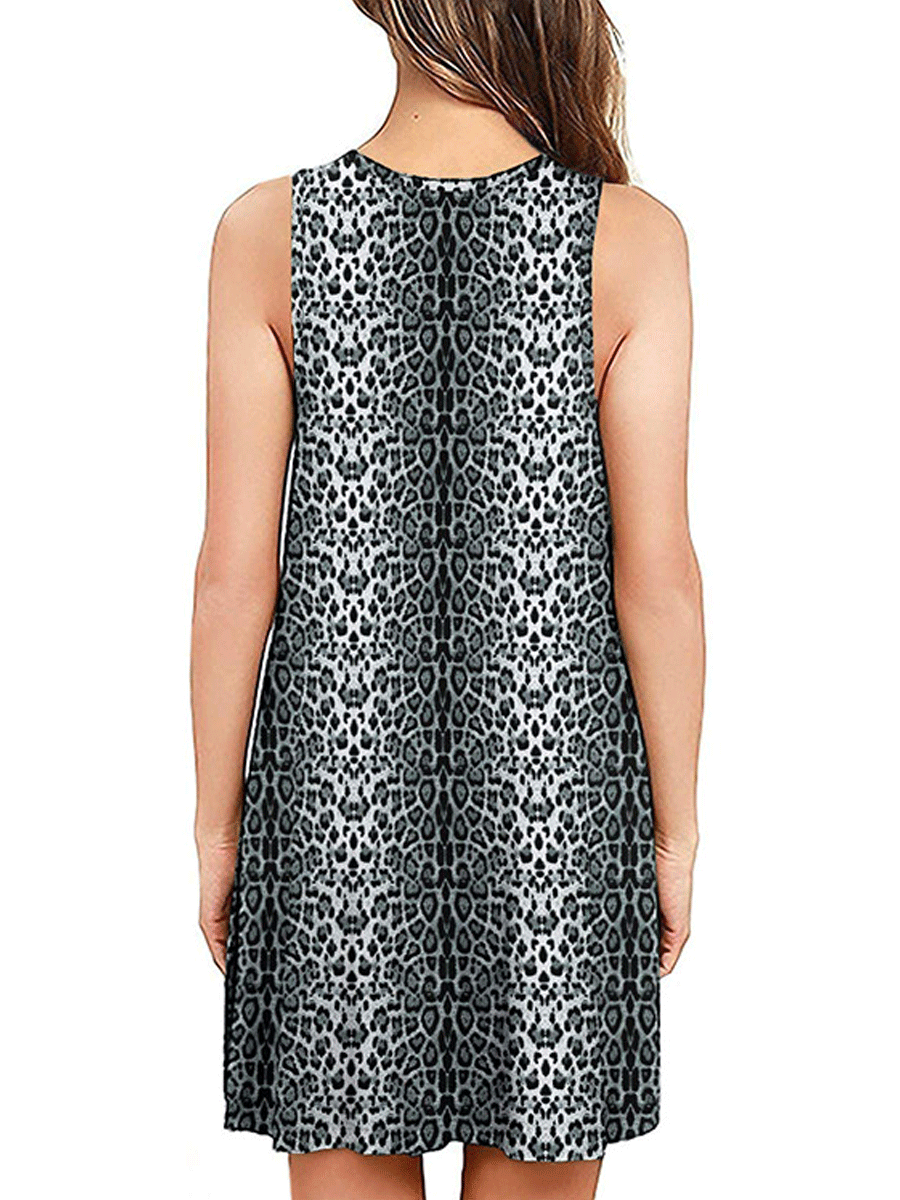 Leopard Print Pocket Vest Dress