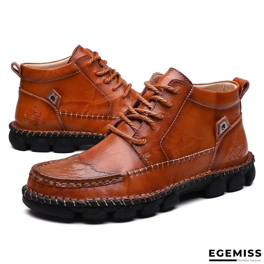 Cow Split Leather Men Boots Comfortable Boots Men Footwear Rubber Ankle Boots Men's Shoes | EGEMISS