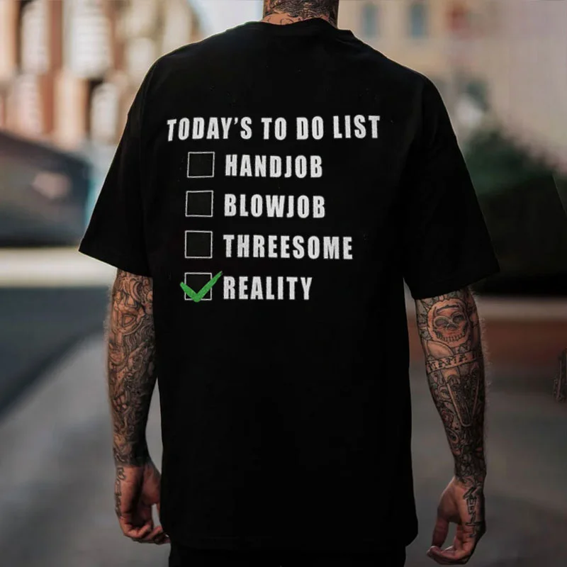 TODAY'S TO DO LIST Black Print T-Shirt