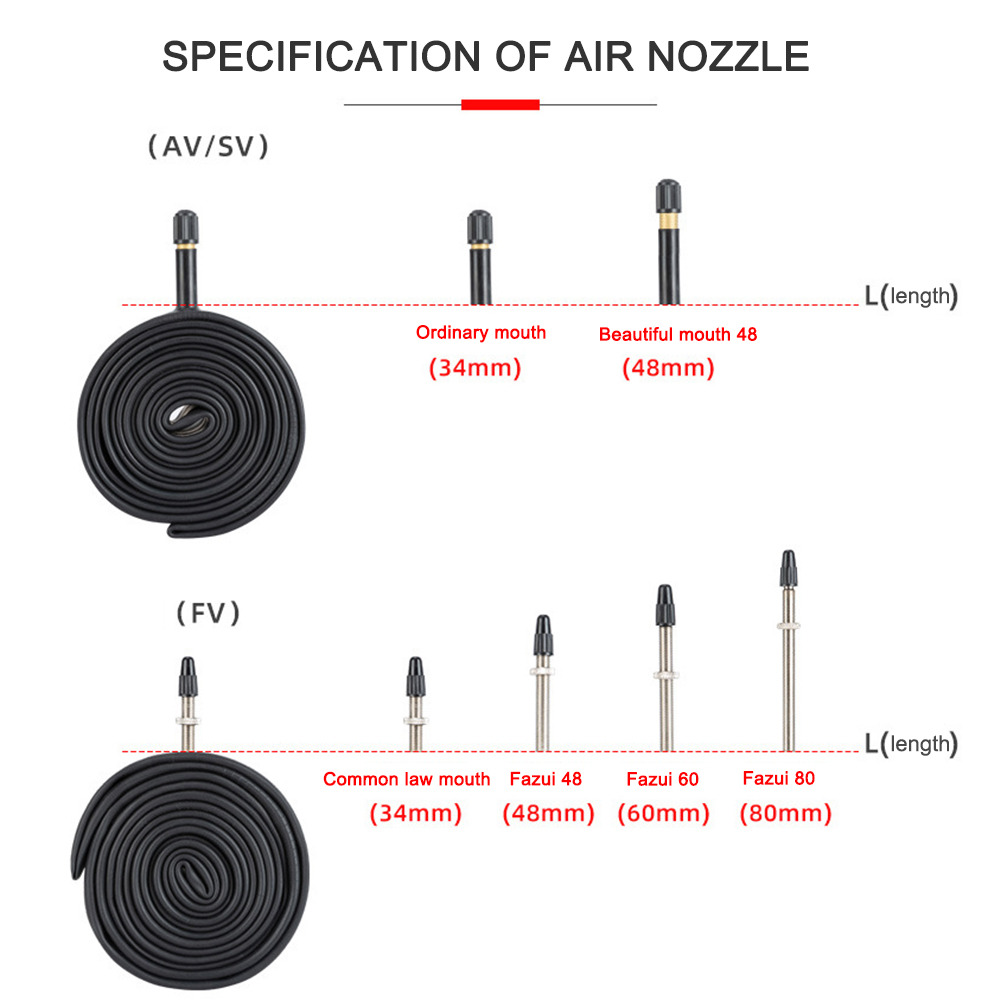 

Road Bike Inner Tube Butyl Rubber American French Nozzle Pneumatic Tire, 29*1.9fv48, 501 Original