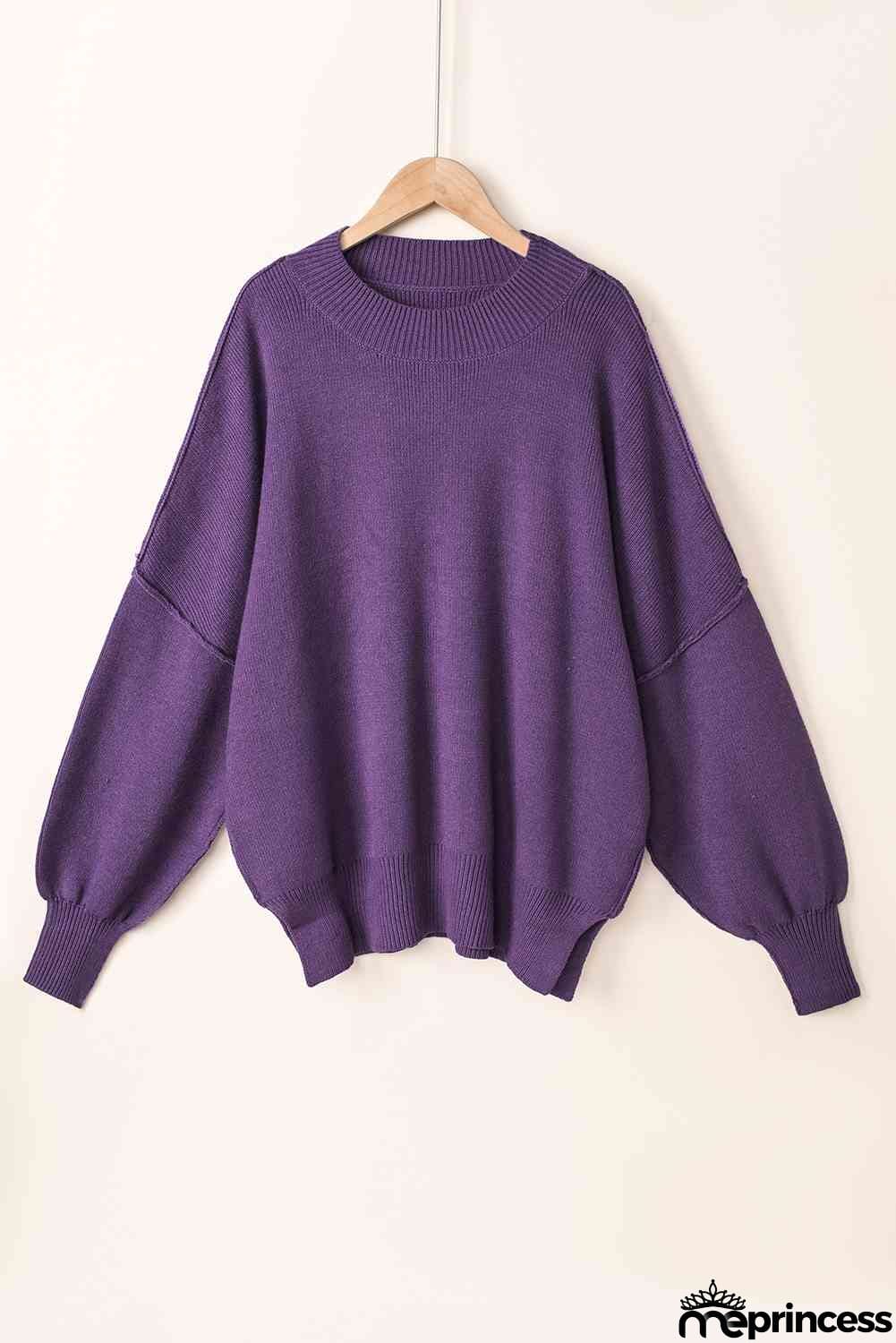 Round Neck Slit Sweater