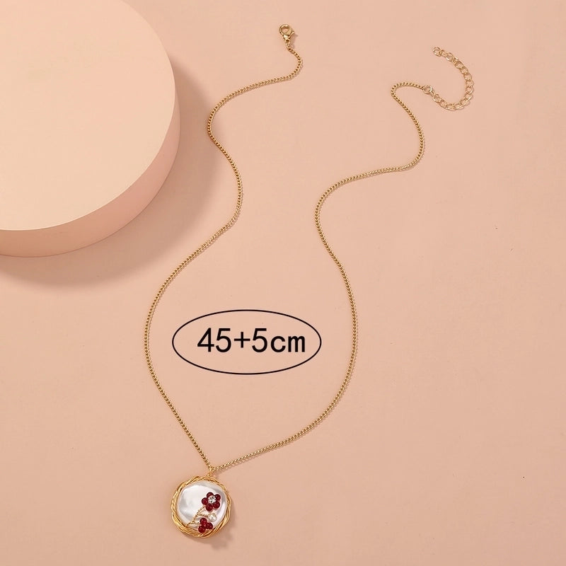 Elegant Sweet Flower Resin Copper Resin Pendant Necklace