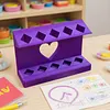 Support de rangement &agrave; d&eacute;coupes en forme de c&oelig;ur 10 fentes, stylo &agrave; peinture multicolore et pince &agrave; pince pour l&rsquo;organisation du bureau de loisirs cr&eacute;
