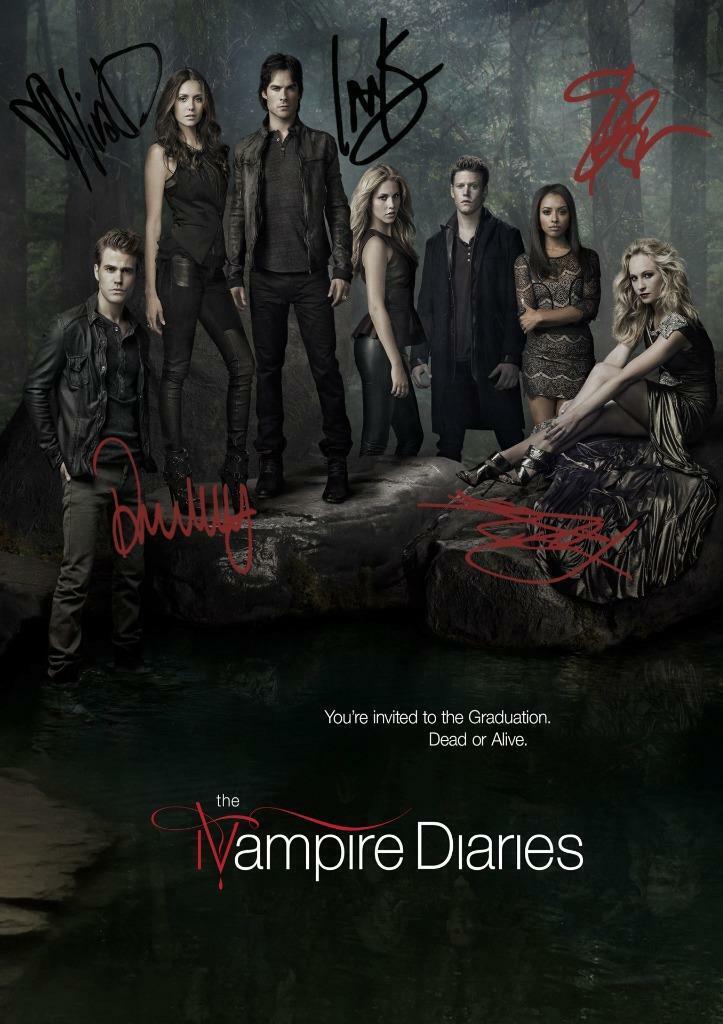 THE VAMPIRE DIARIES CASTX5 PP SIGNED Photo Poster painting POSTER 12 X 8