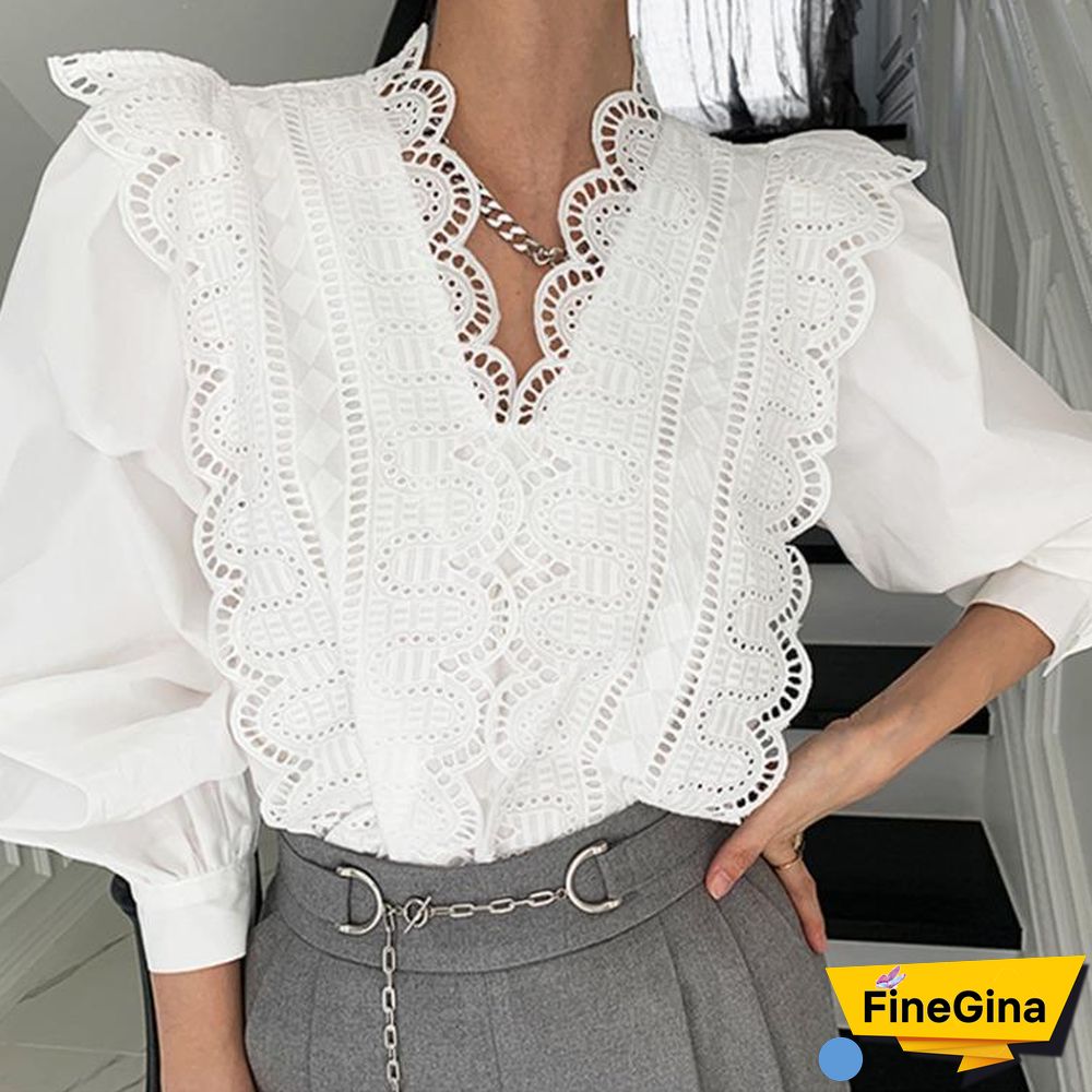 White Loose Chic Lace Top