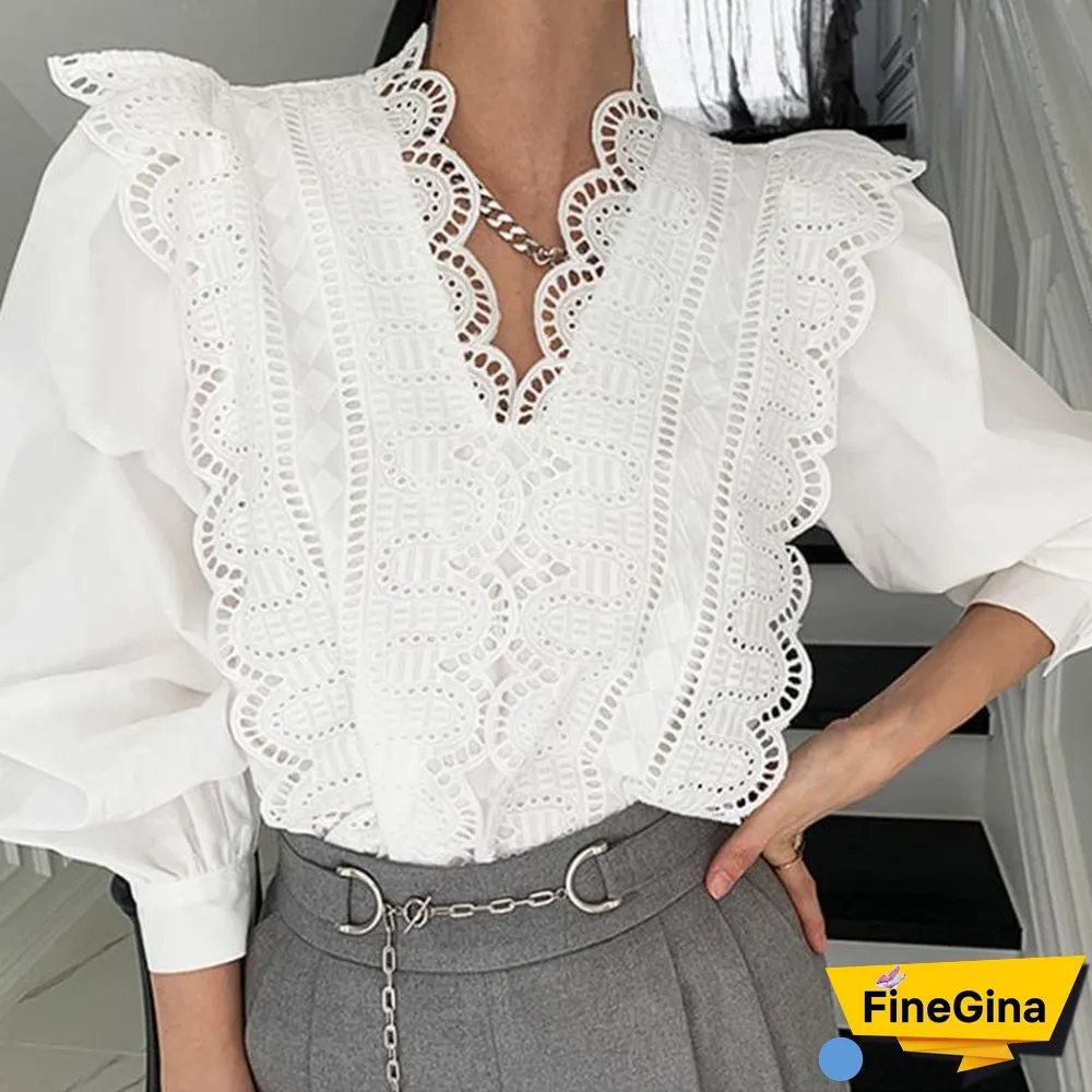 White Loose Chic Lace Top