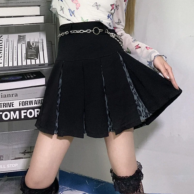 Gothic Vintage Leopard Black Skirt BE1281